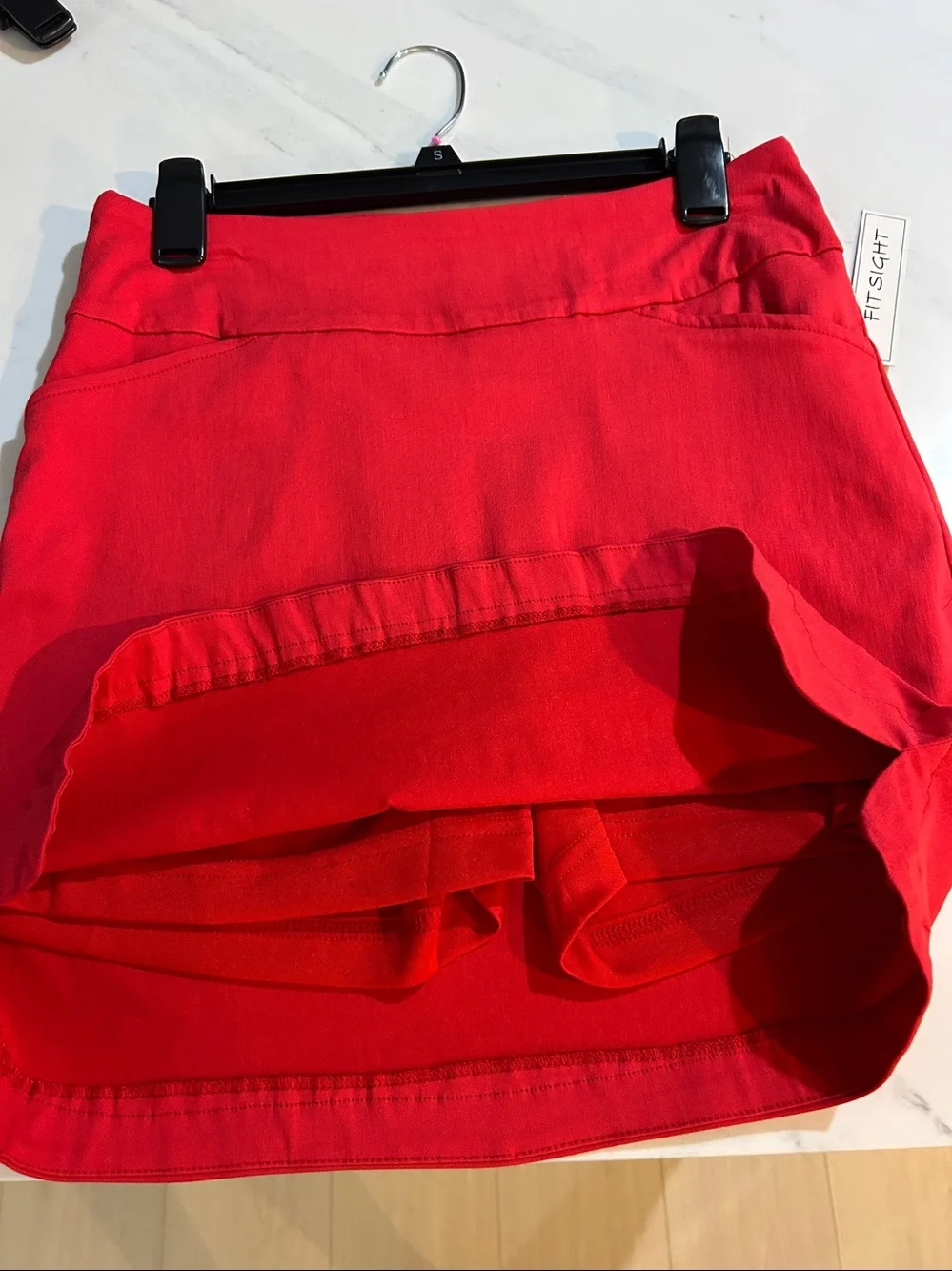 Women's Red Mini Skirt with Clean A-Line Silhouette